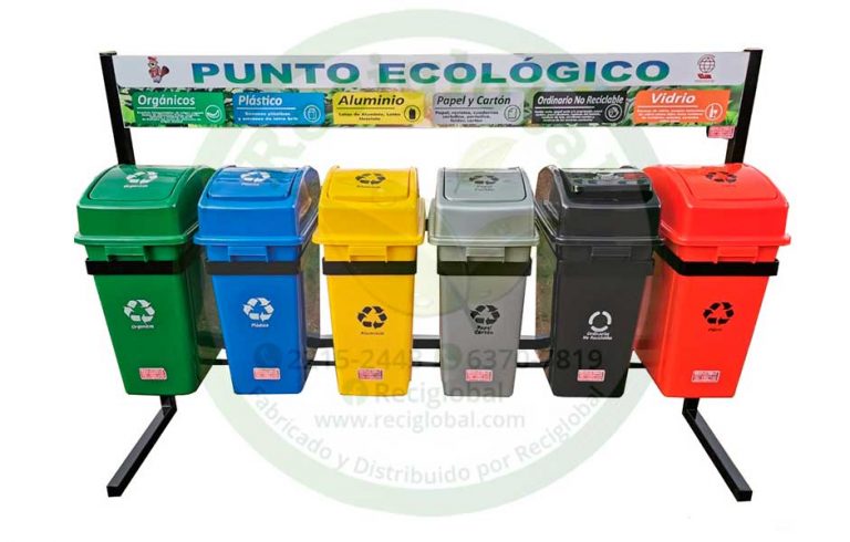 Punto Ecologico Capacidad 50 Litros Con 6 Basureros Cod 296 Basureros Para Reciclaje Y Puntos 1438